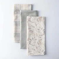 Harman Combo 'Muted Leaves' Cotton Kitchen Towel - Set of 3
