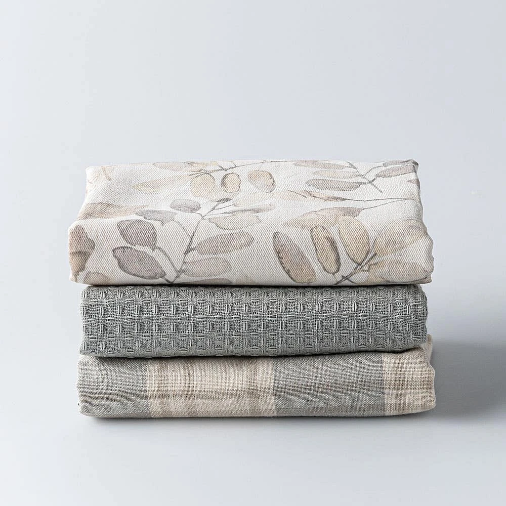 Harman Combo 'Muted Leaves' Cotton Kitchen Towel - Set of 3