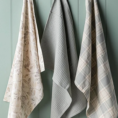 Harman Combo 'Muted Leaves' Cotton Kitchen Towel - Set of 3