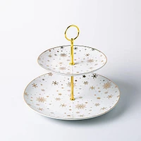 Kitchen Basics Christmas Snowflake 2-Tier Cake Stand (Multi Colour)