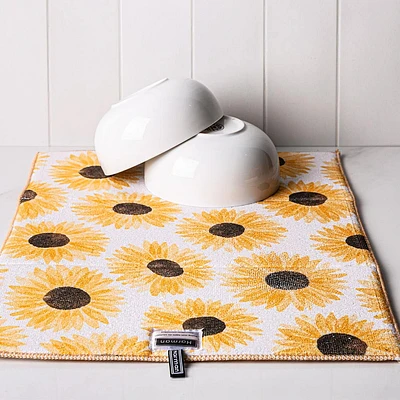 Harman Printed 'Sunflower' Microfibre Dish Drying Mat (Yellow)