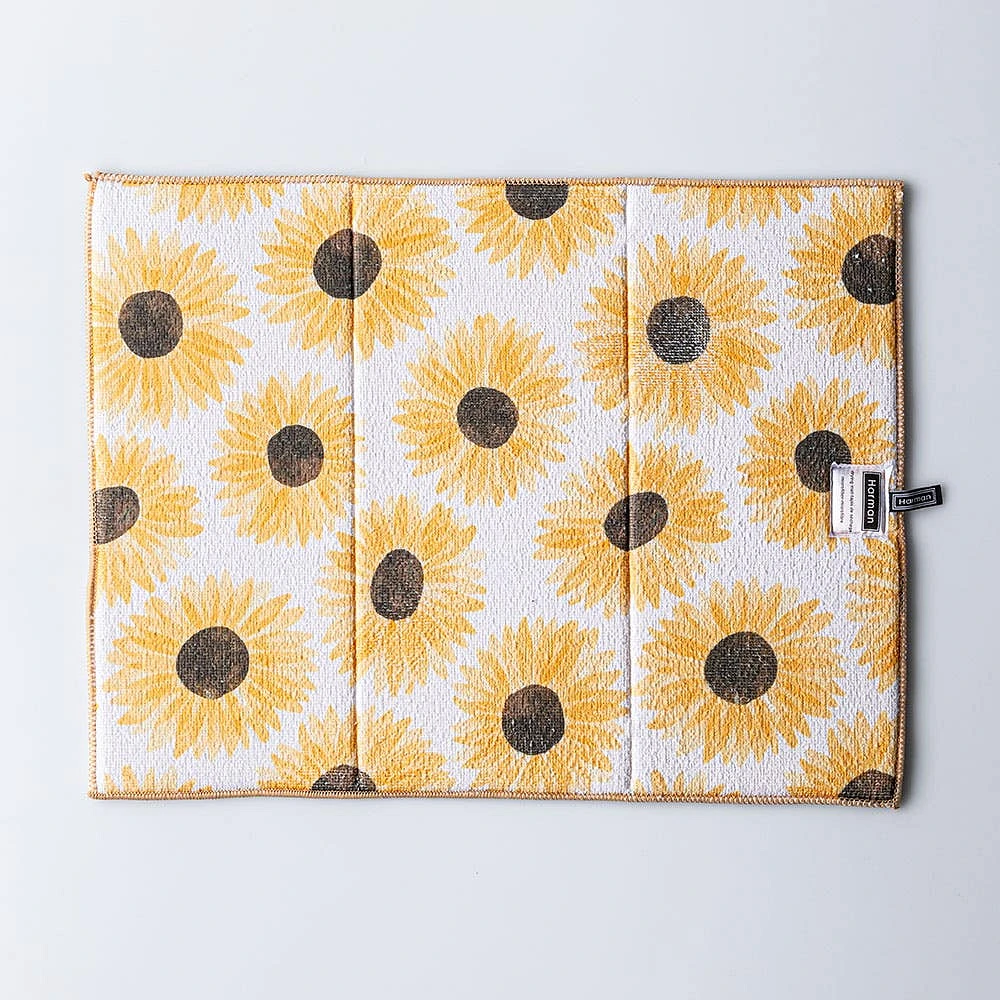 Harman Printed 'Sunflower' Microfibre Dish Drying Mat (Yellow)