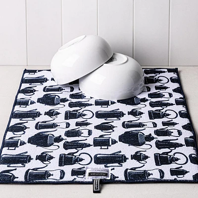 Harman Printed 'Tea Pots' Microfibre Dish Drying Mat (Navy)