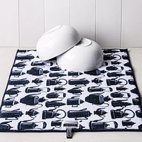 Harman Printed 'Tea Pots' Microfibre Dish Drying Mat (Navy)