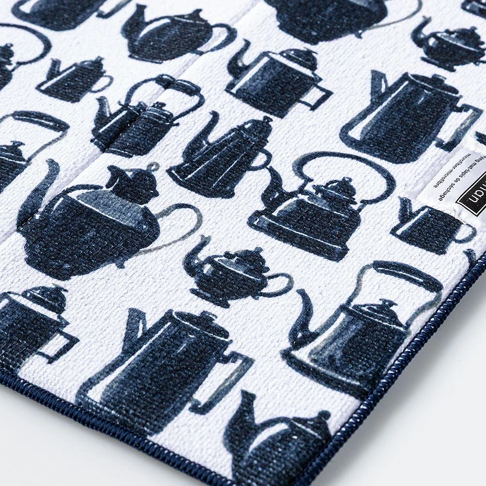 Harman Printed 'Tea Pots' Microfibre Dish Drying Mat (Navy)