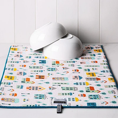Harman Printed 'Uptown Houses' Microfibre Dish Drying Mat