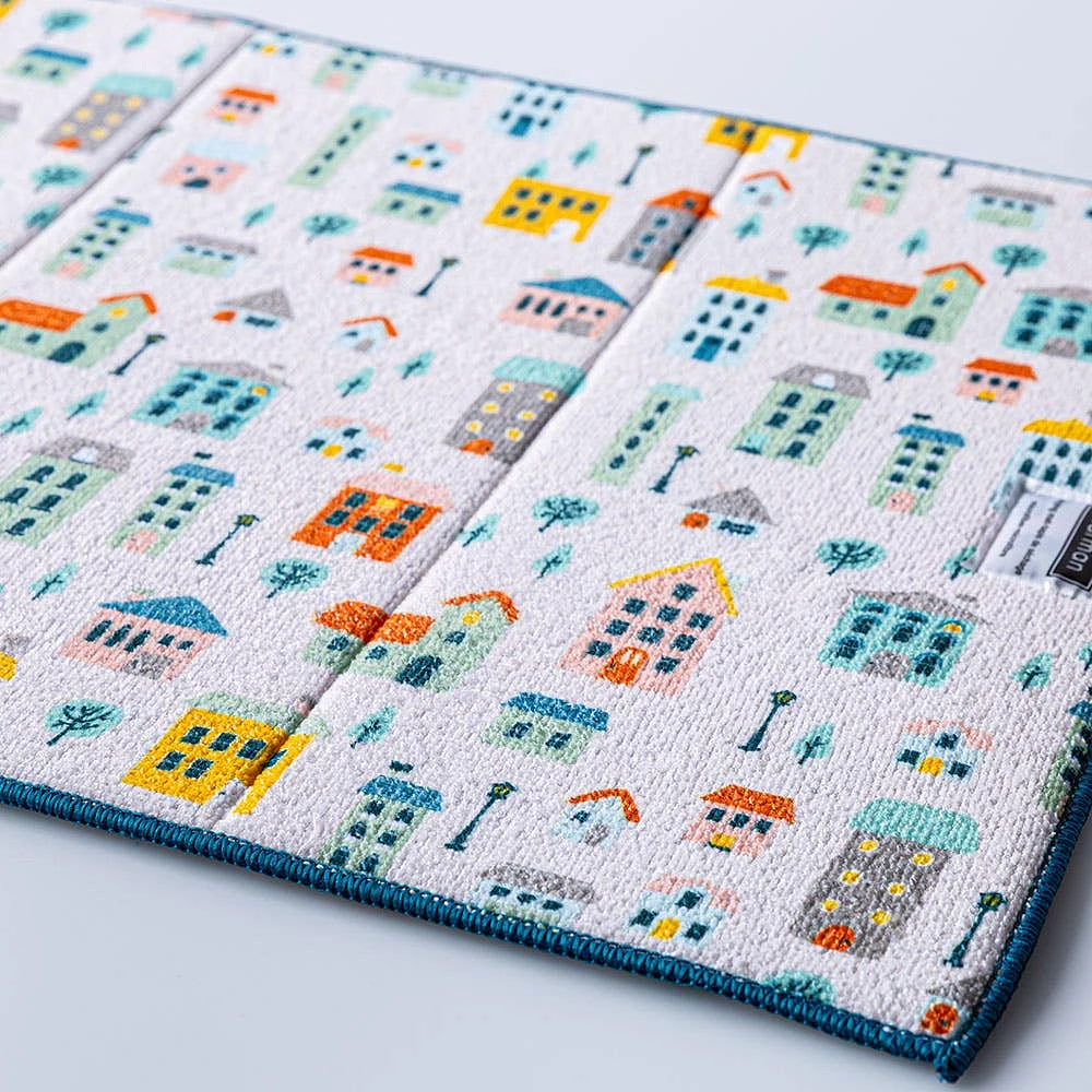 Harman Printed 'Uptown Houses' Microfibre Dish Drying Mat