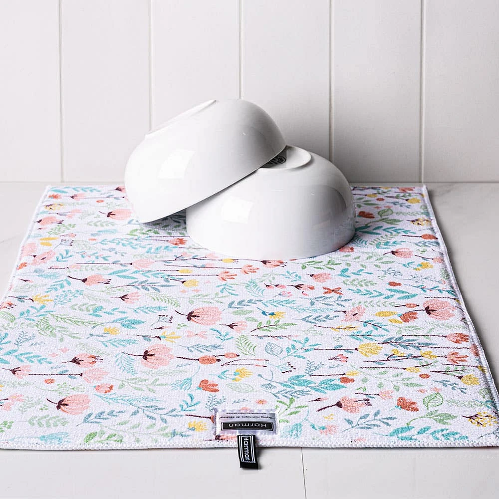 Harman Printed 'Floral Blossom' Microfibre Dish Drying Mat
