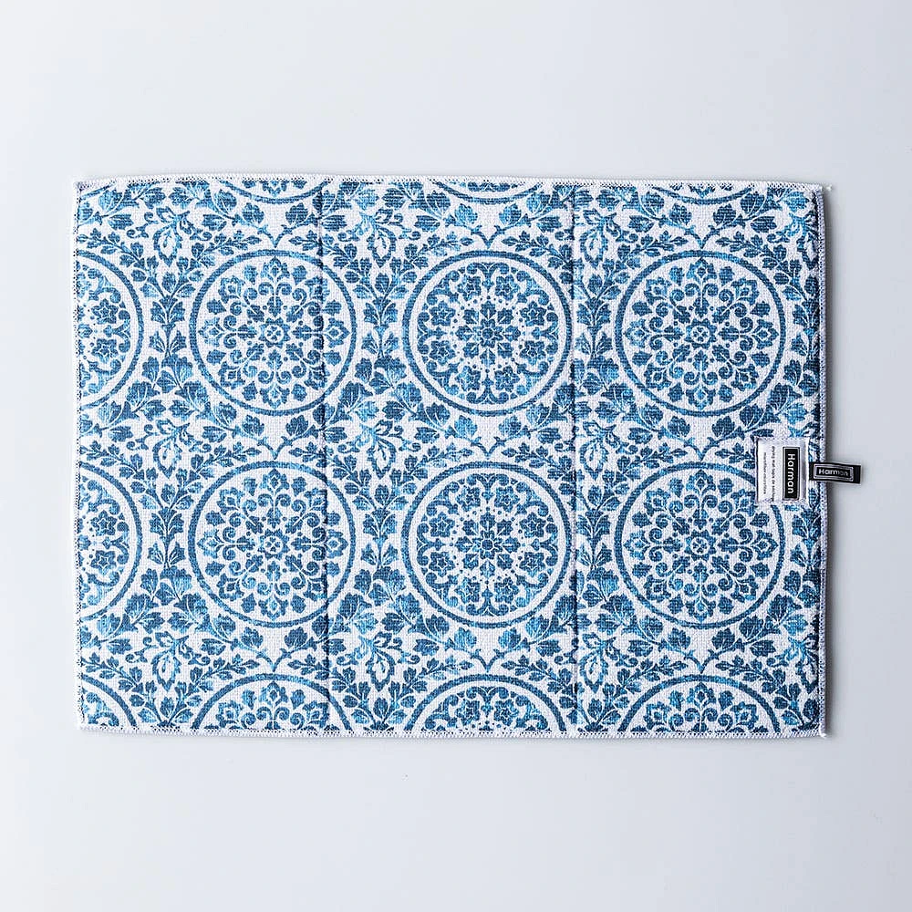Harman Printed 'Medallion' Microfibre Dish Drying Mat (Blue)