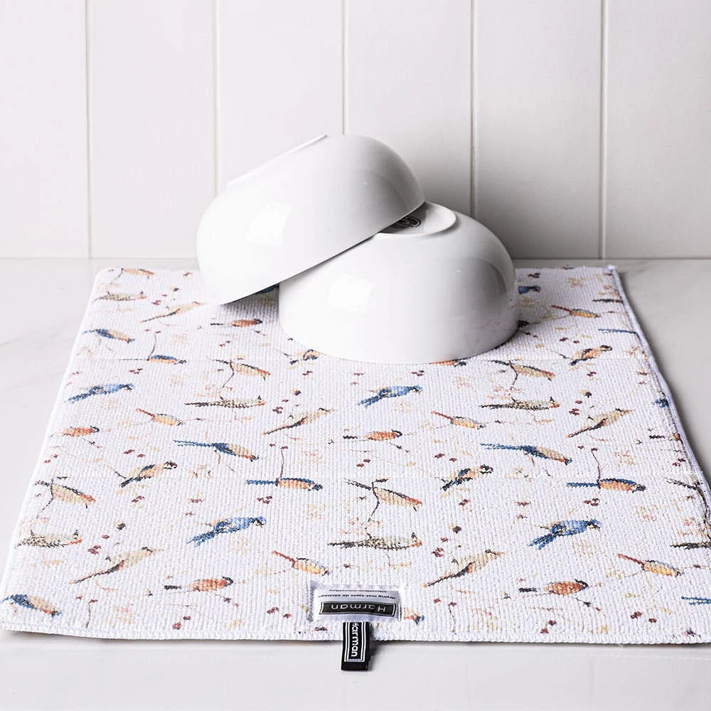 Harman Printed 'Birds' Microfibre Dish Drying Mat (Multi Colour)
