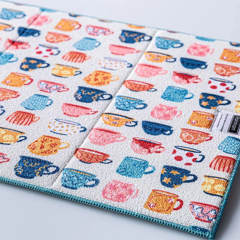 Harman Printed 'Tea Cups' Microfibre Dish Drying Mat