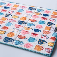 Harman Printed 'Tea Cups' Microfibre Dish Drying Mat