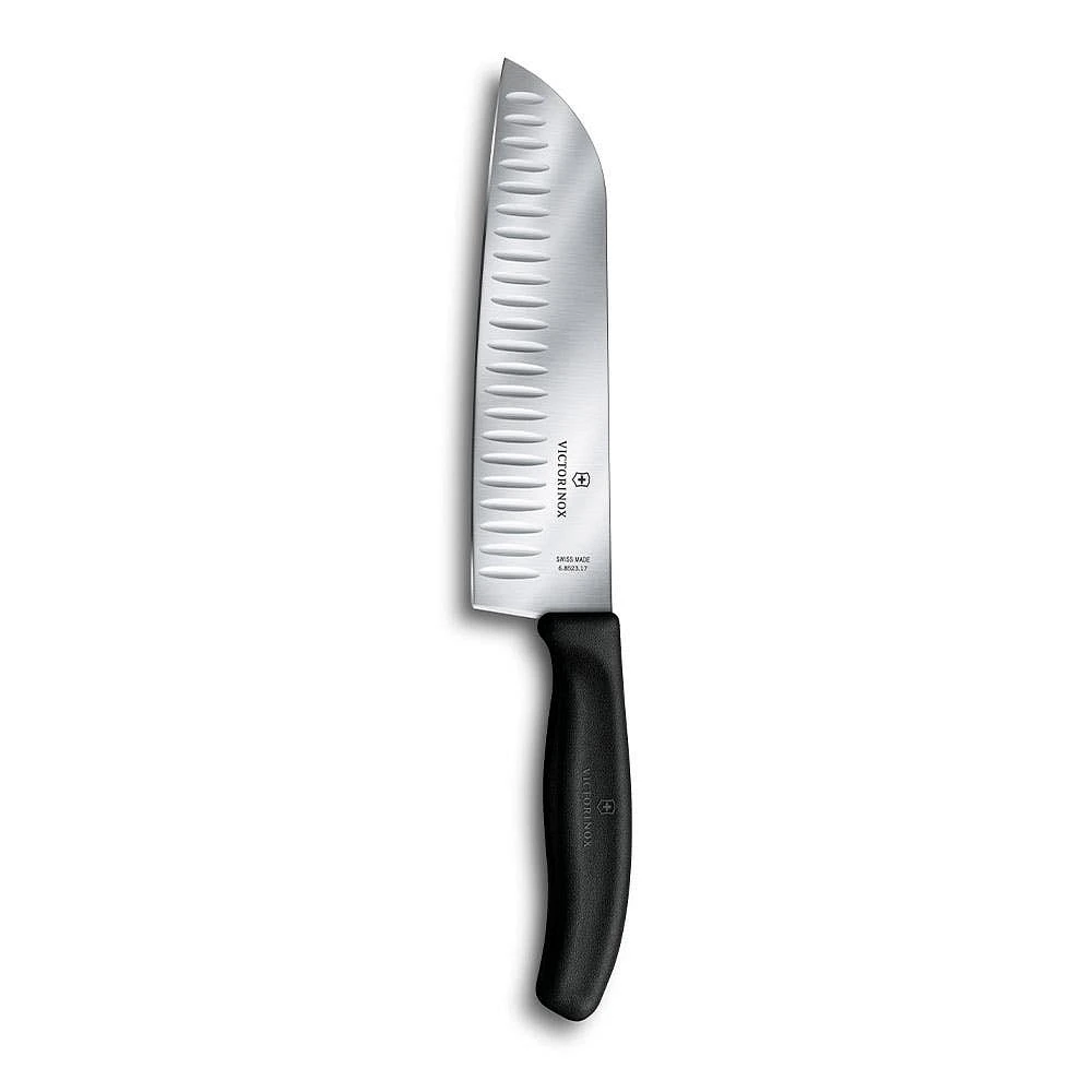 Victorinox Swiss Classic 7" Santoku Knife with Granton Edge (Black)