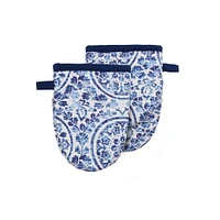 Harman Gourmet 'Medallion' Cotton Mini Oven Mitt - Set of 2 (Blue)