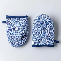 Harman Gourmet 'Medallion' Cotton Mini Oven Mitt - Set of 2 (Blue)