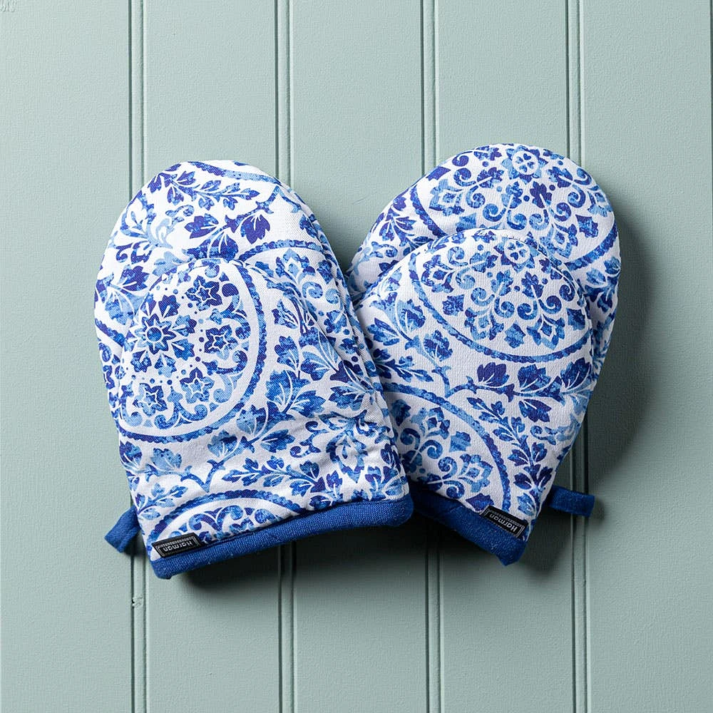 Harman Gourmet 'Medallion' Cotton Mini Oven Mitt - Set of 2 (Blue)