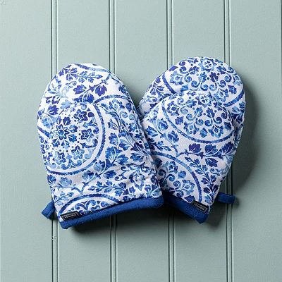 Harman Gourmet 'Medallion' Cotton Mini Oven Mitt - Set of 2 (Blue)