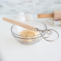 Fox Run Bread Craft Danish Dough Whisk (Wood/Stainless Steel)