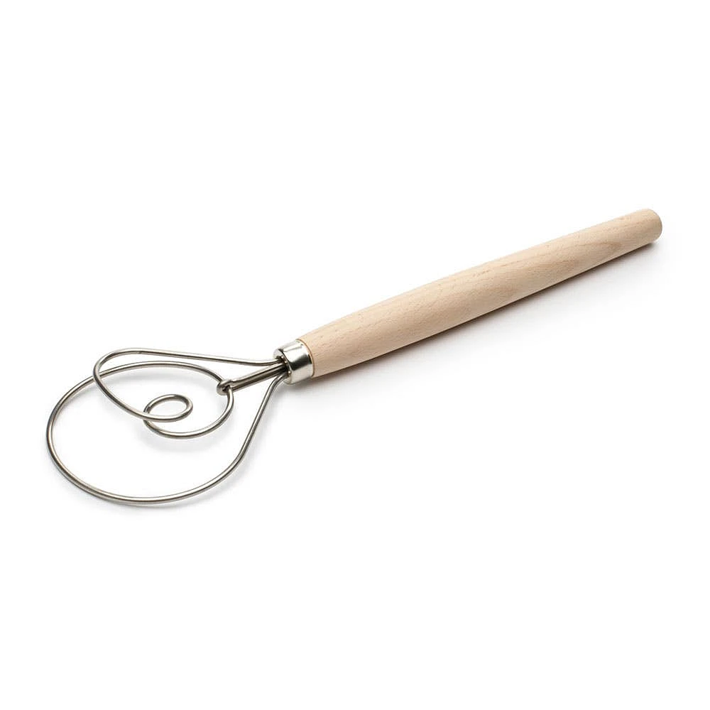 Fox Run Bread Craft Danish Dough Whisk (Wood/Stainless Steel)