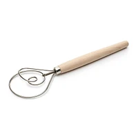 Fox Run Bread Craft Danish Dough Whisk (Wood/Stainless Steel)