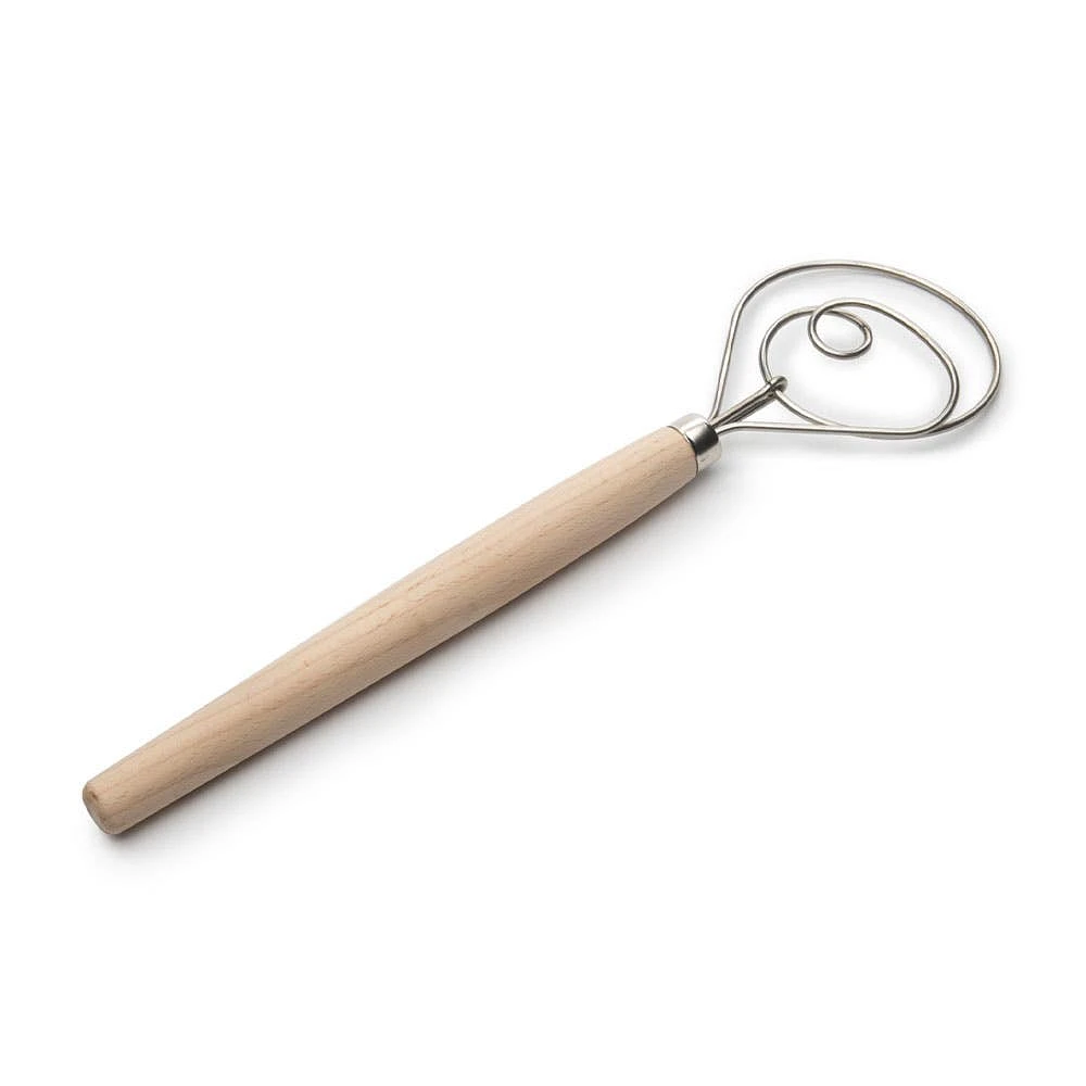 Fox Run Bread Craft Danish Dough Whisk (Wood/Stainless Steel)