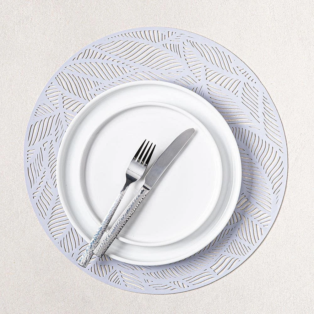 KSP Gather & Dine Leaf Cut-Out Vinyl Placemat (Silver)