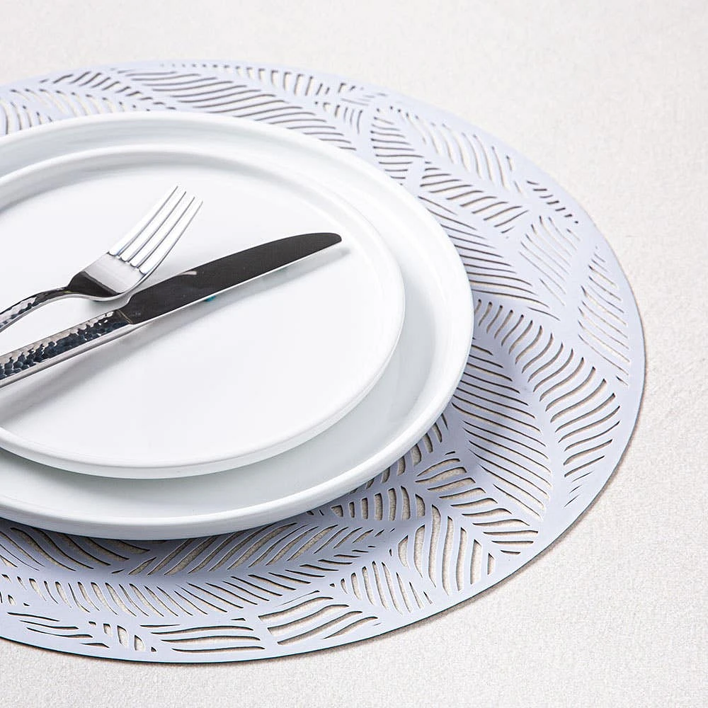 KSP Gather & Dine Leaf Cut-Out Vinyl Placemat (Silver)