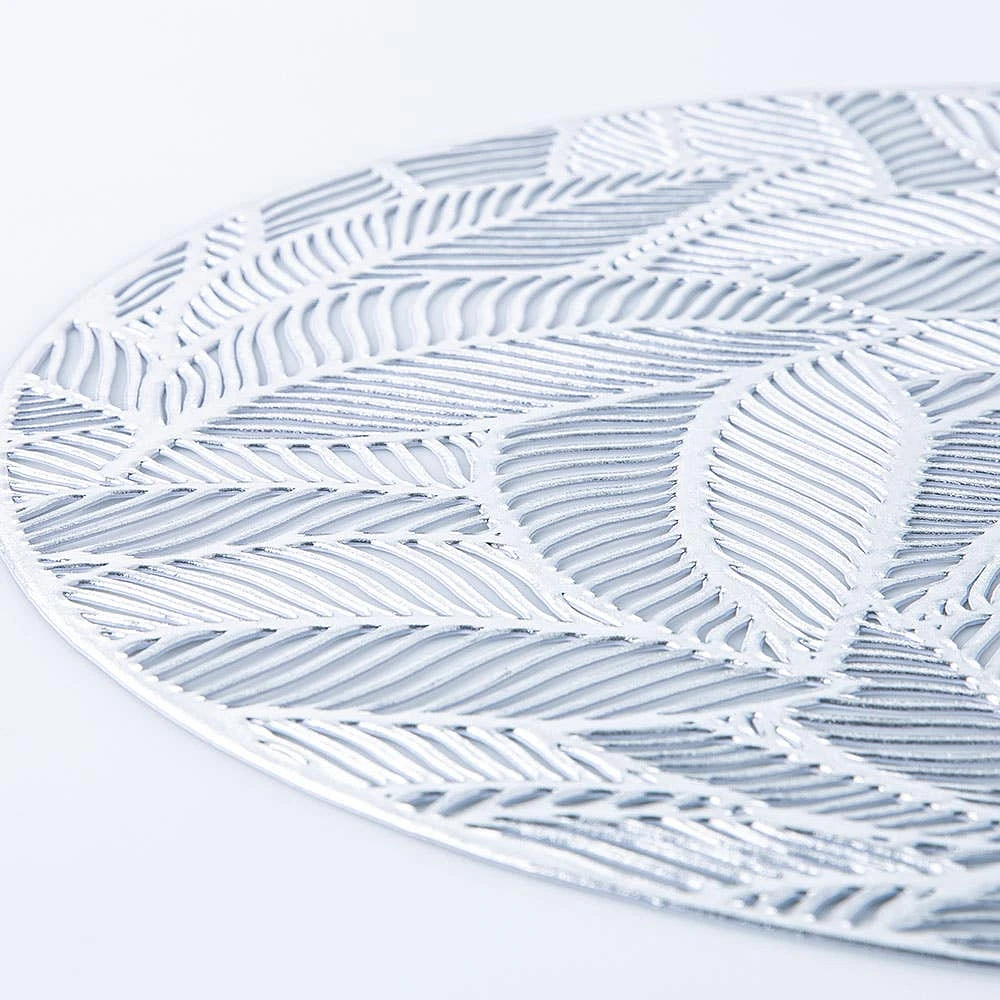 KSP Gather & Dine Leaf Cut-Out Vinyl Placemat (Silver)