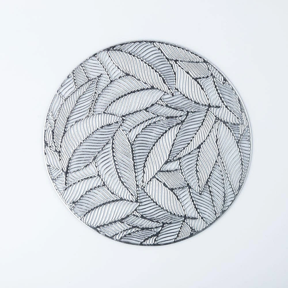 KSP Gather & Dine Leaf Cut-Out Vinyl Placemat (Silver)