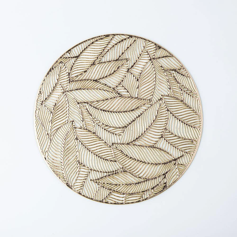 KSP Gather & Dine Leaf Cut-Out Vinyl Placemat (Gold)