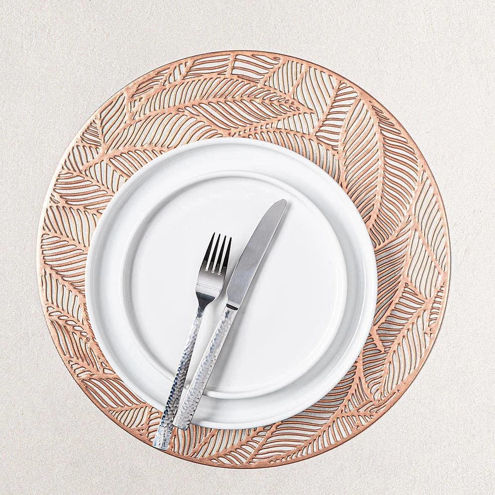 KSP Gather & Dine Leaf Cut-Out Vinyl Placemat (Rose Gold)