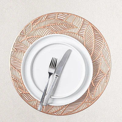 KSP Gather & Dine Leaf Cut-Out Vinyl Placemat (Rose Gold)