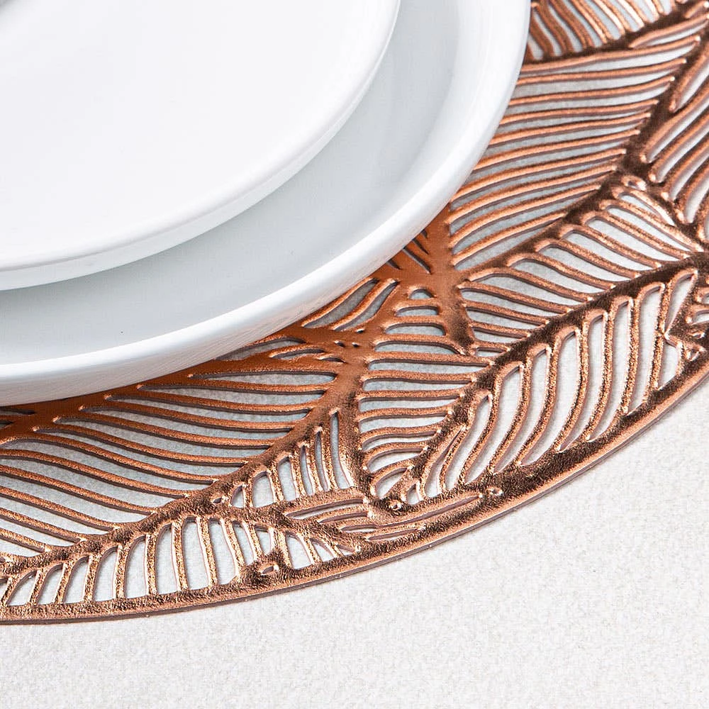 KSP Gather & Dine Leaf Cut-Out Vinyl Placemat (Rose Gold)