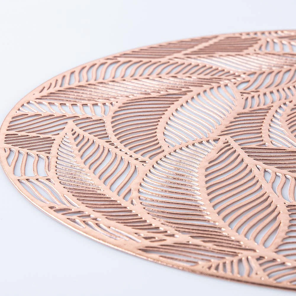 KSP Gather & Dine Leaf Cut-Out Vinyl Placemat (Rose Gold)