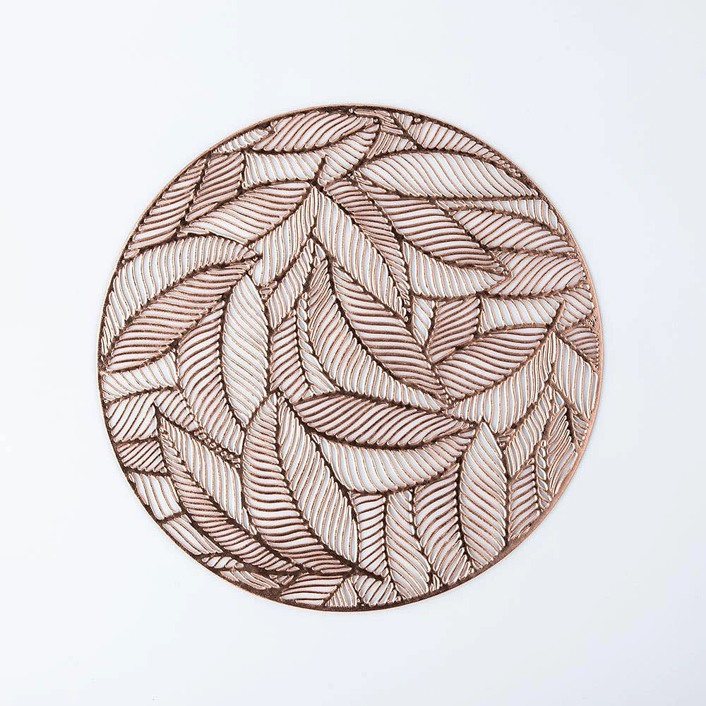 KSP Gather & Dine Leaf Cut-Out Vinyl Placemat (Rose Gold)
