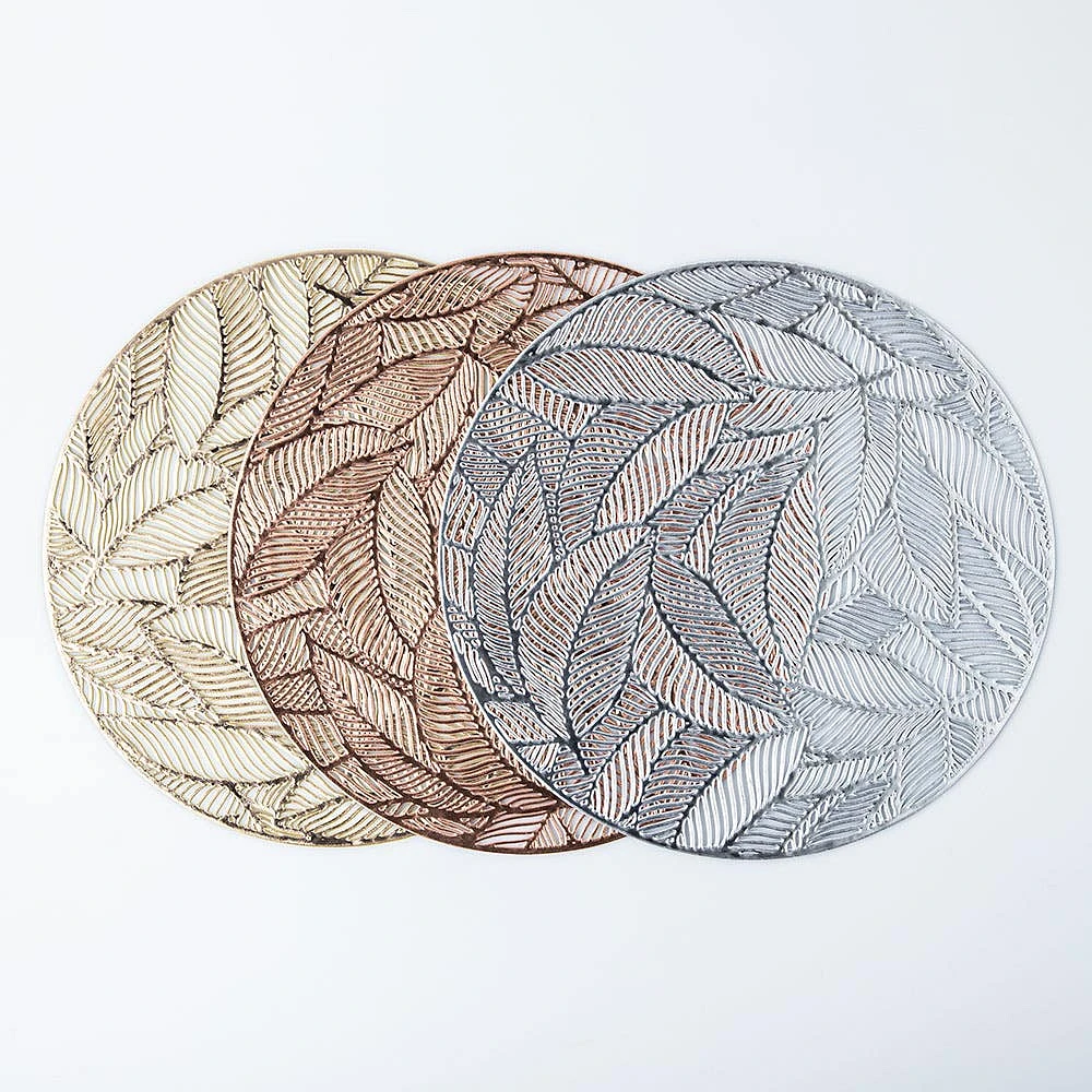 KSP Gather & Dine Leaf Cut-Out Vinyl Placemat (Rose Gold)