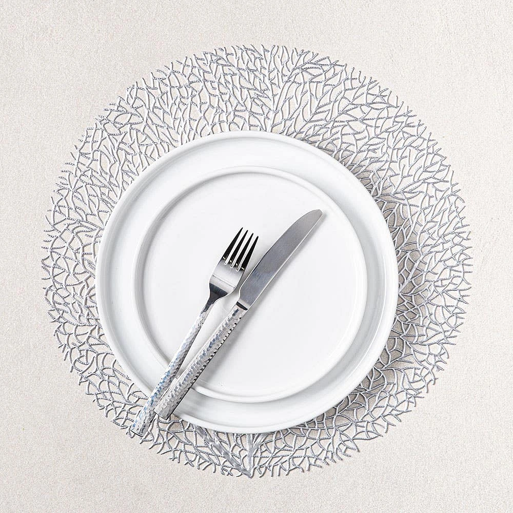 KSP Gather & Dine Tree Cut-Out Vinyl Placemat (Silver)