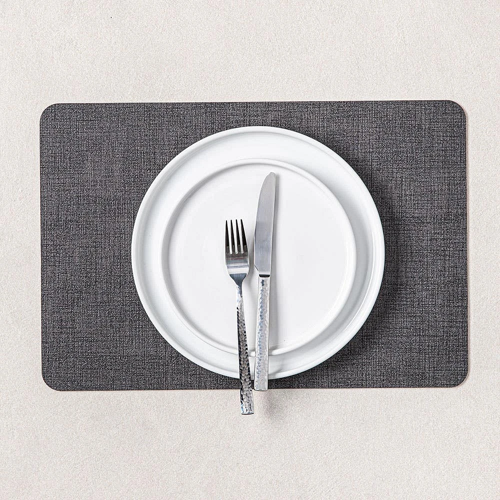 KSP Gather & Dine Luxe Leather Pvc Placemat (Dark Grey)