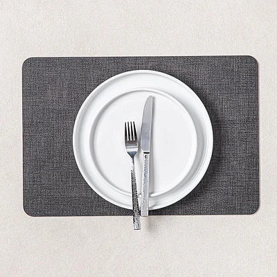 KSP Gather & Dine Luxe Leather Pvc Placemat (Dark Grey)