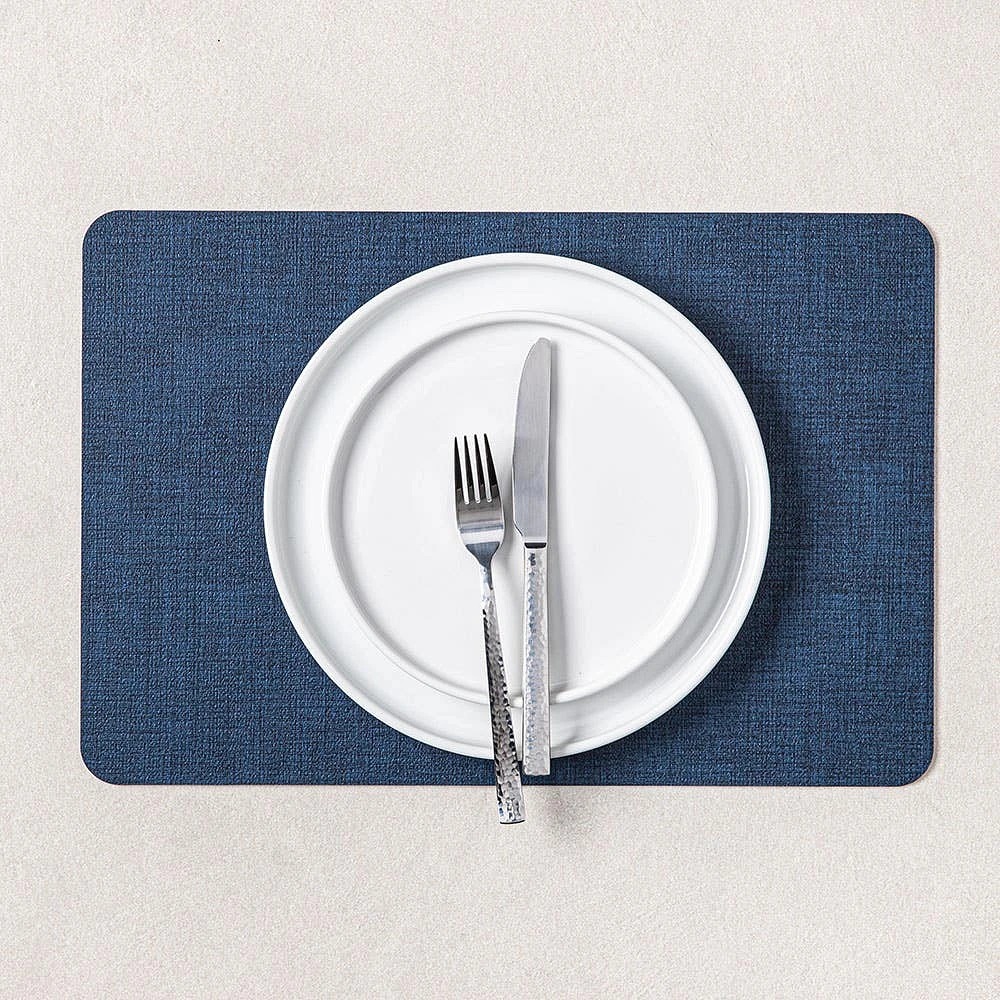 KSP Gather & Dine Luxe Leather Pvc Placemat (Navy Blue)