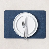 KSP Gather & Dine Luxe Leather Pvc Placemat (Navy Blue)