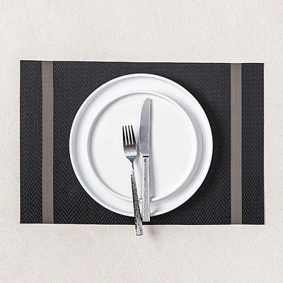 KSP Gather & Dine Edge Vinyl Placemat (Black/Grey)