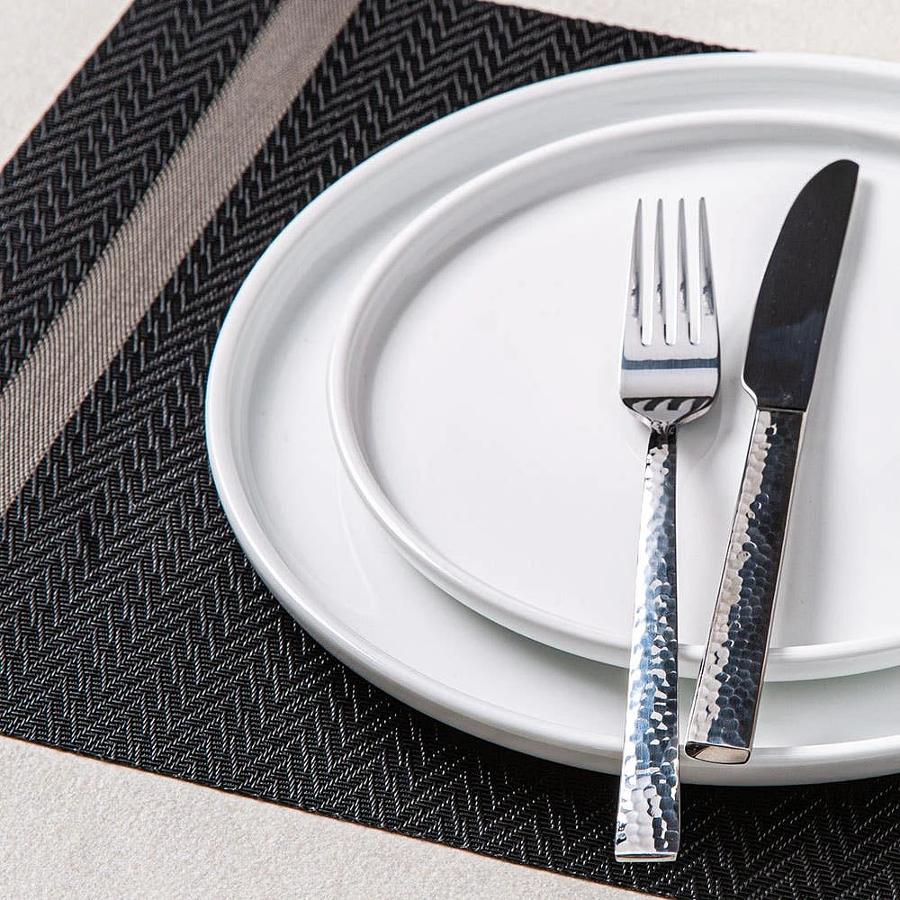 KSP Gather & Dine Edge Vinyl Placemat (Black/Grey)