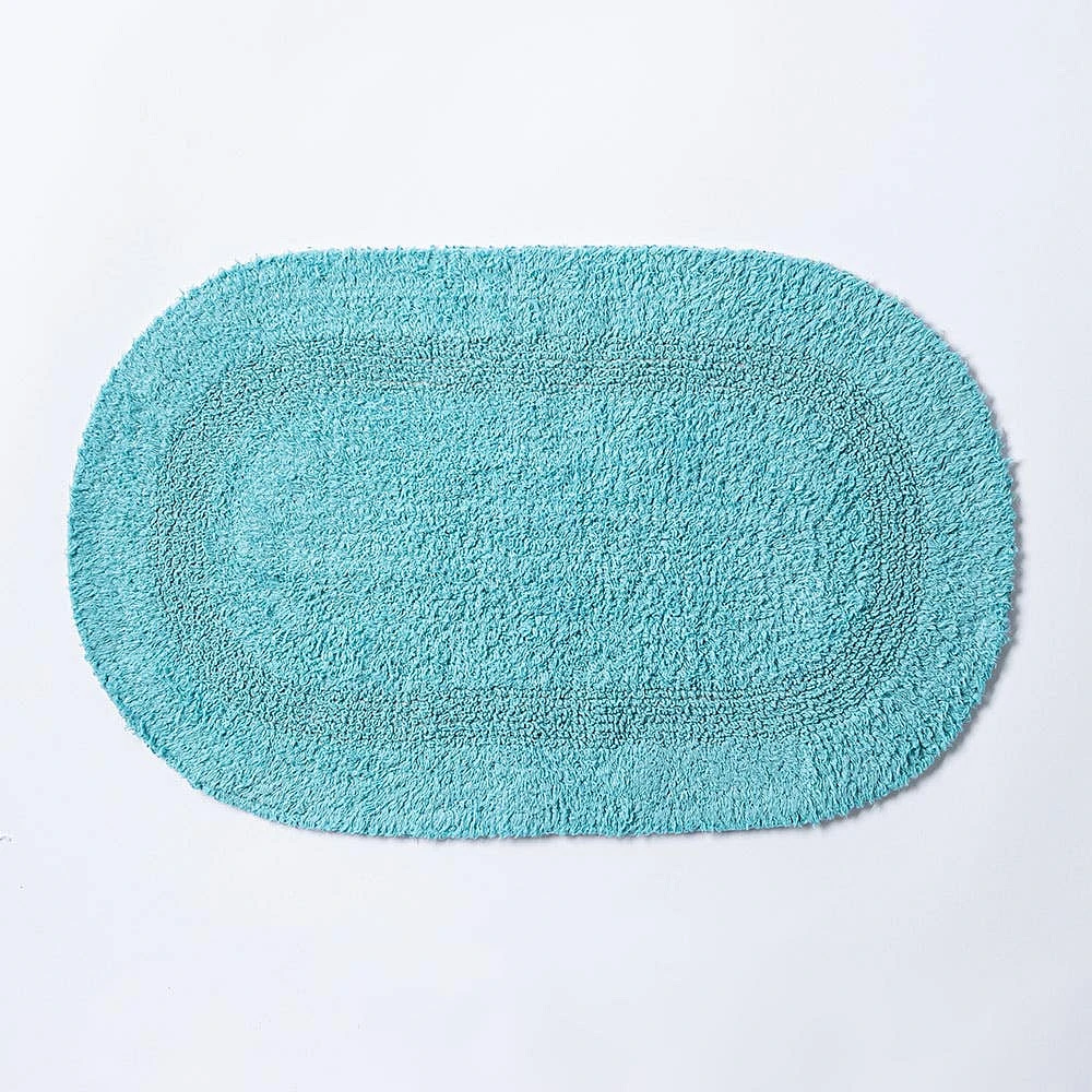 KSP Plush Oval Cotton Bathmat Reversible (Capri Blue)