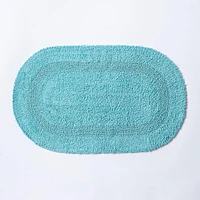 KSP Plush Oval Cotton Bathmat Reversible (Capri Blue)
