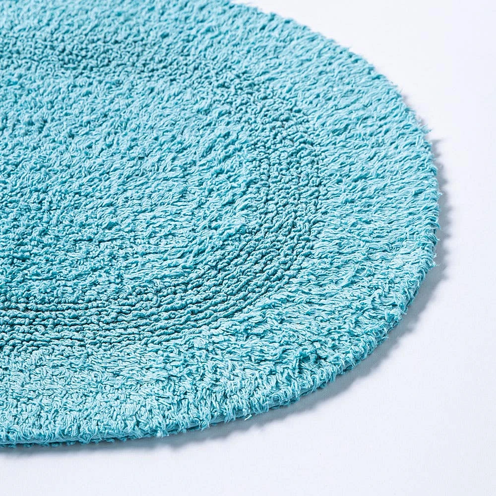 KSP Plush Oval Cotton Bathmat Reversible (Capri Blue)