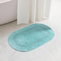 KSP Plush Oval Cotton Bathmat Reversible (Capri Blue)