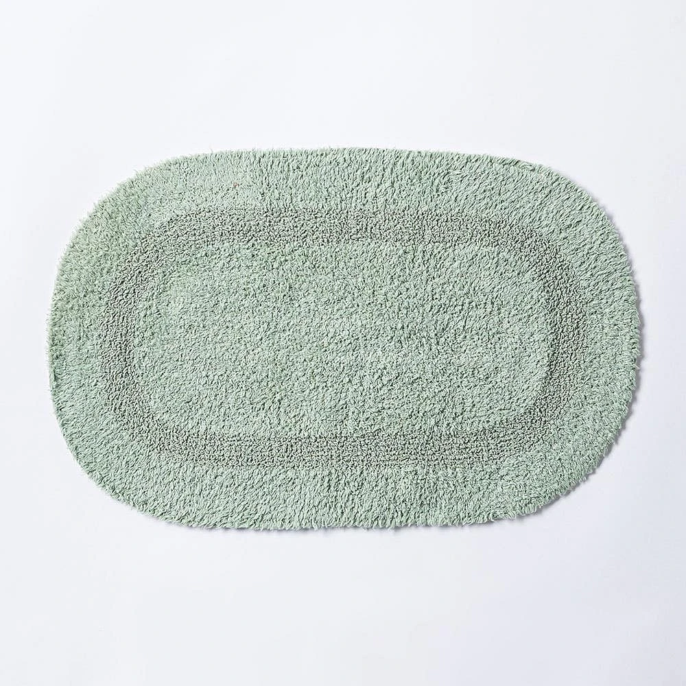 KSP Plush Oval Cotton Bathmat Reversible (Smoke Green)