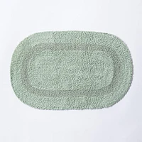 KSP Plush Oval Cotton Bathmat Reversible (Smoke Green)
