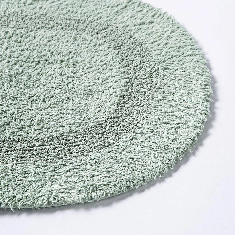 KSP Plush Oval Cotton Bathmat Reversible (Smoke Green)